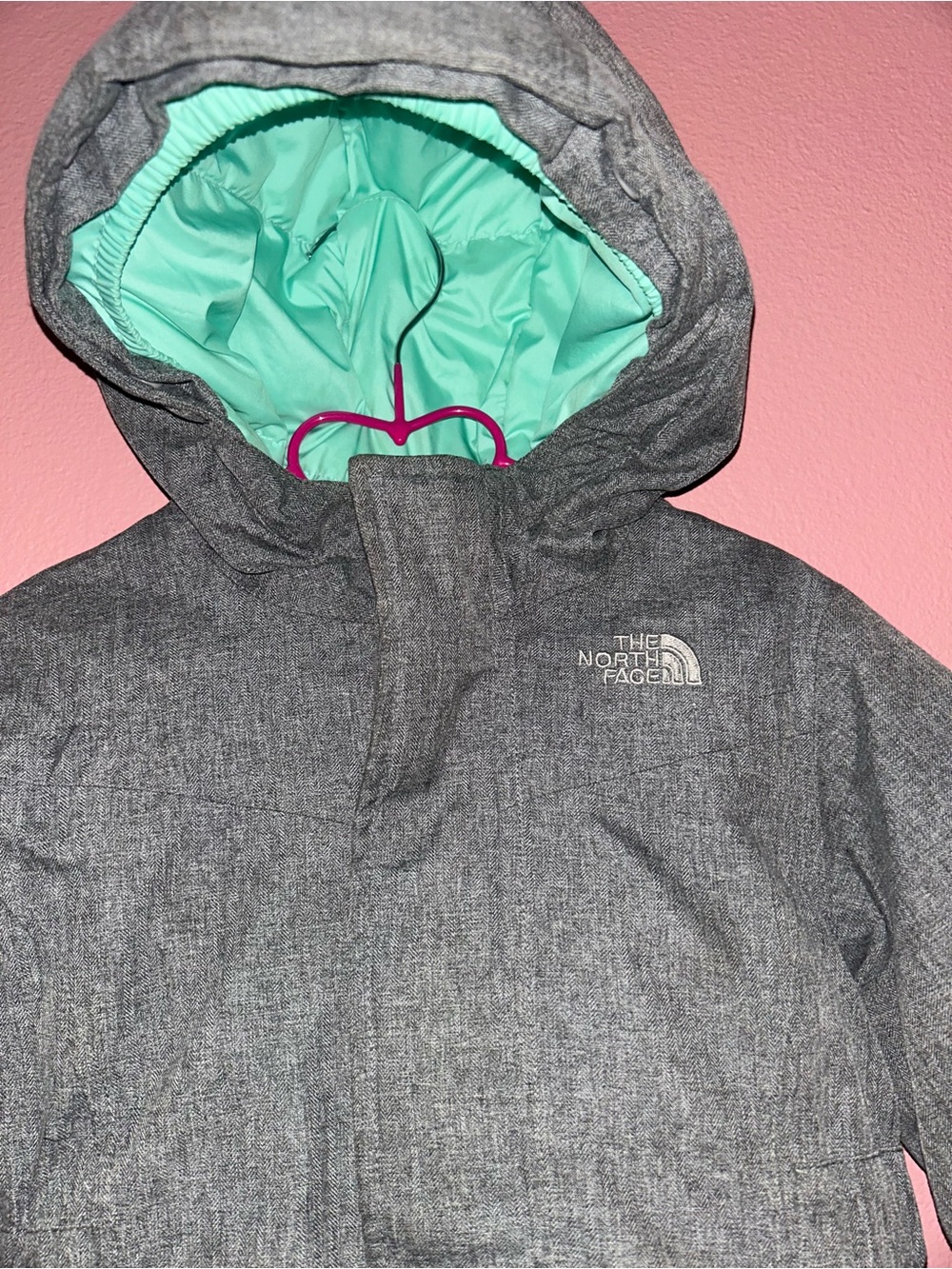 The North Face Gray Jacket with Mint Green Lining